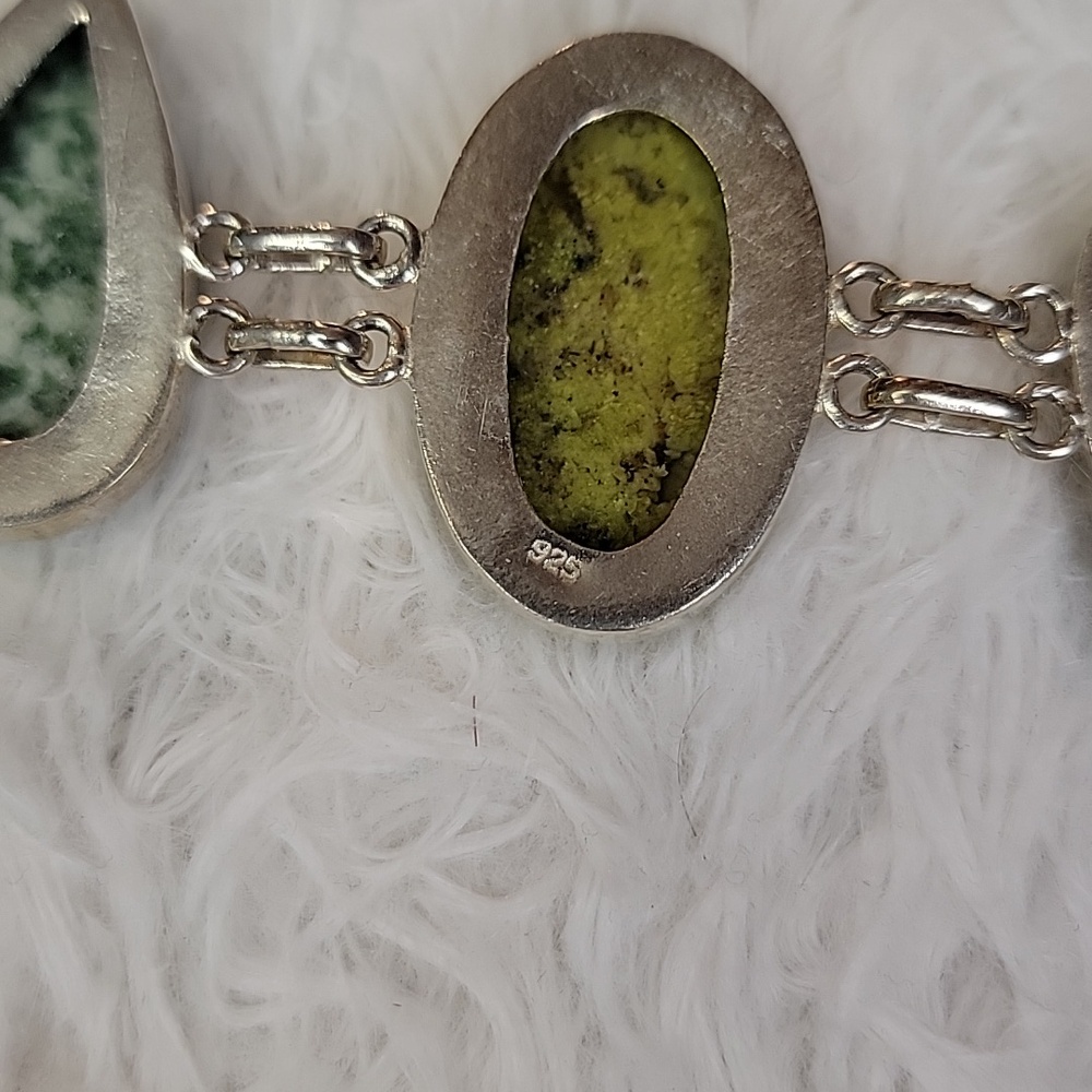 Sterling Silver Green Opal & Tree Agate Bracelet - Picture 8 of 8